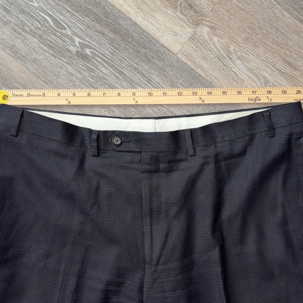 Ralph Lauren Mens Dress Pants 42x32 Black Grey Micro Check Washable Trousers